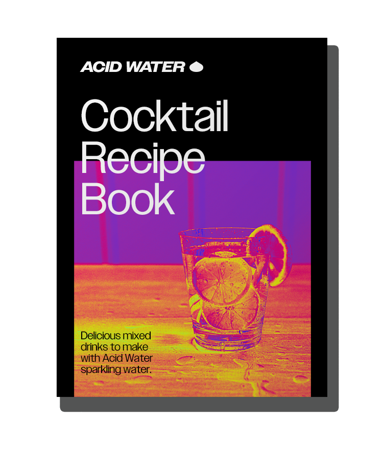 Mockup of Acid Water cocktail recipe book.