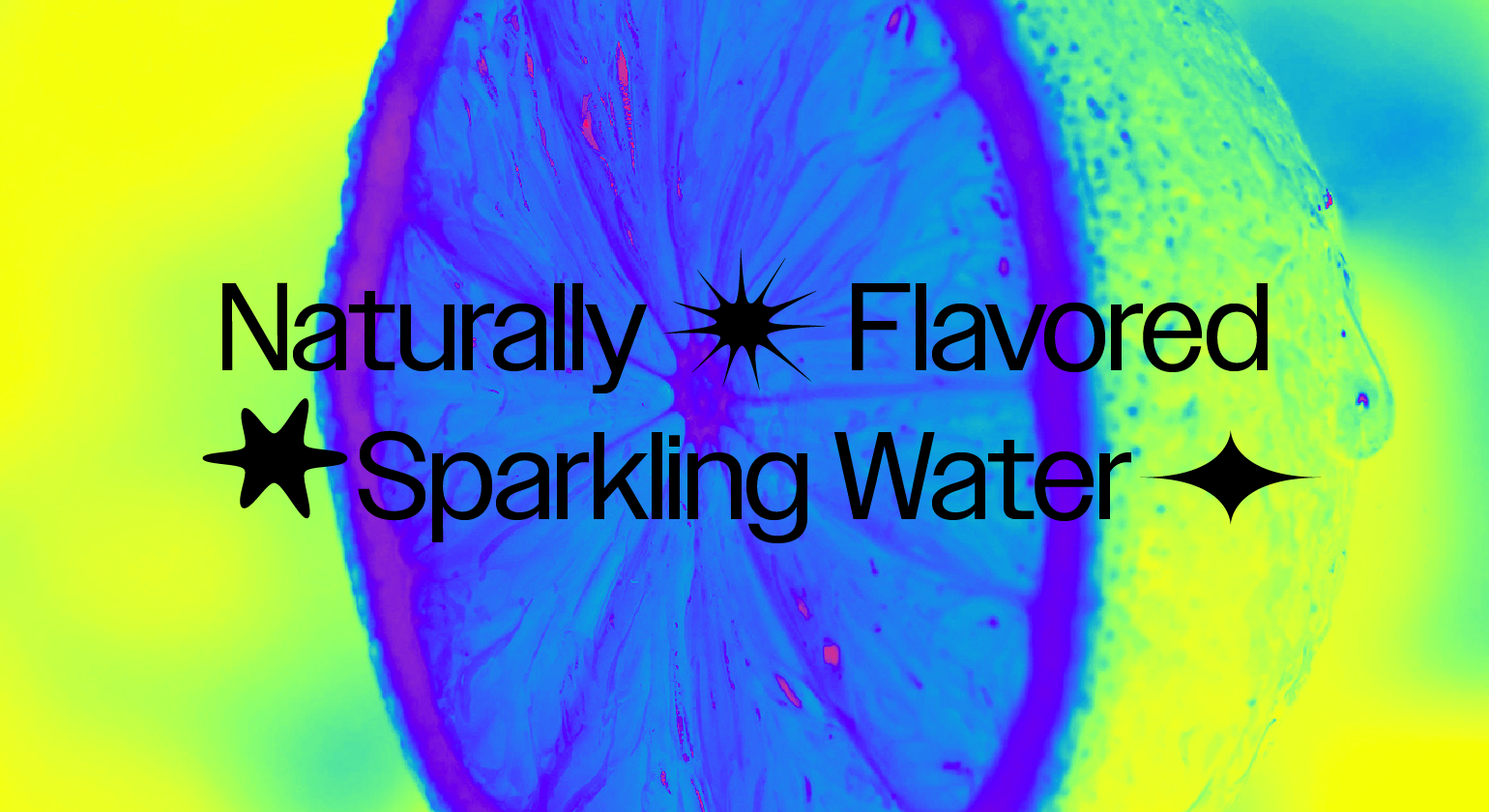 Tagline overlaying a lime. Text reads 'Naturally flavored sparkling water.'