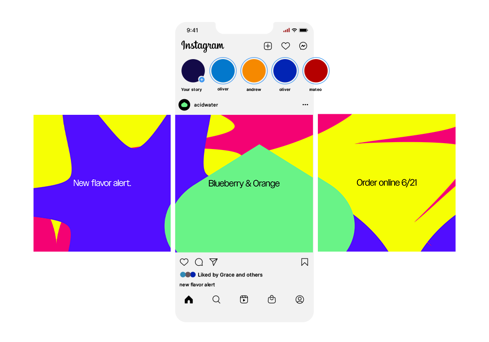 Mockup of an Acid Water instagram post.