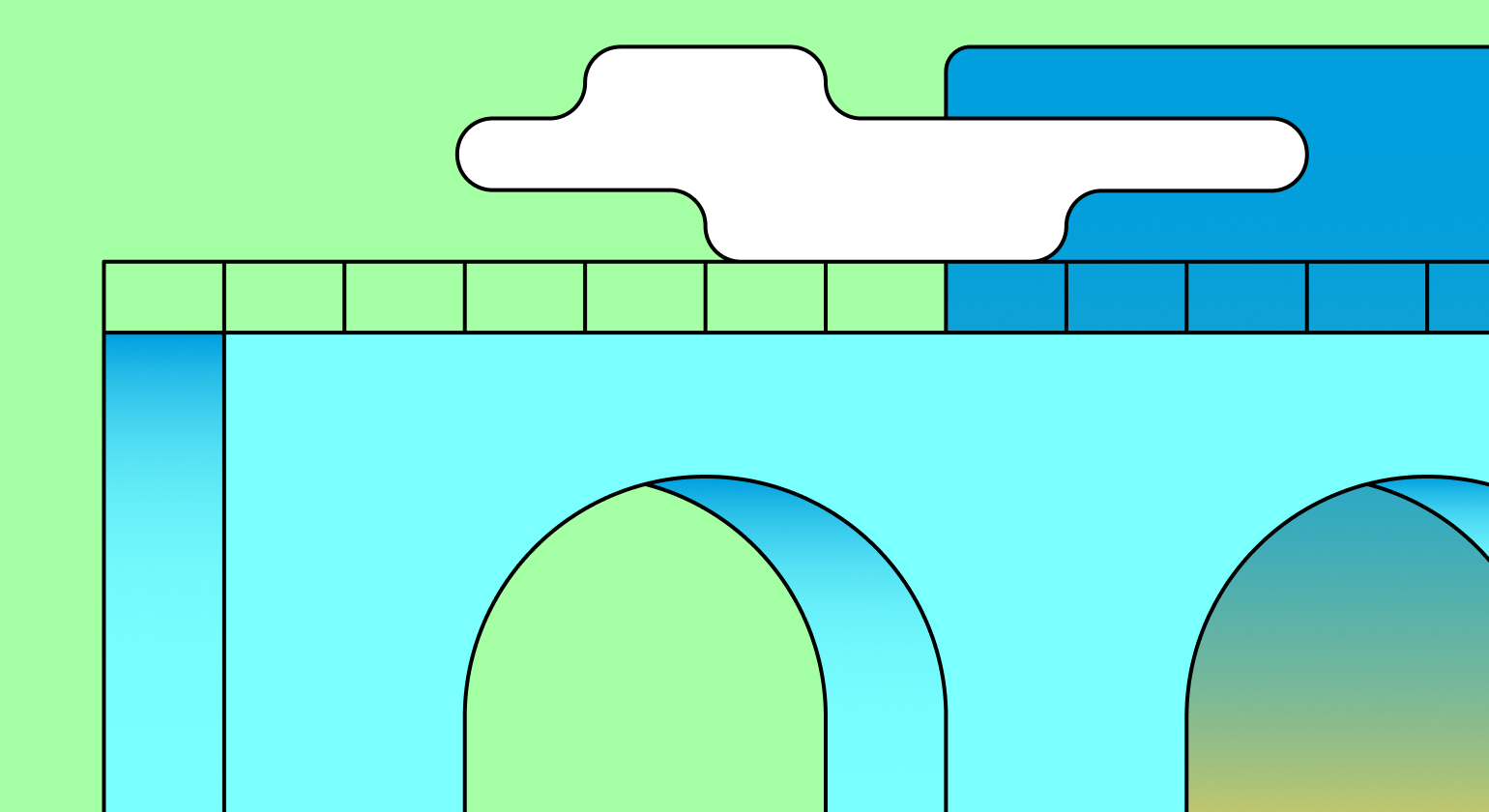 Blue bridge illustration.