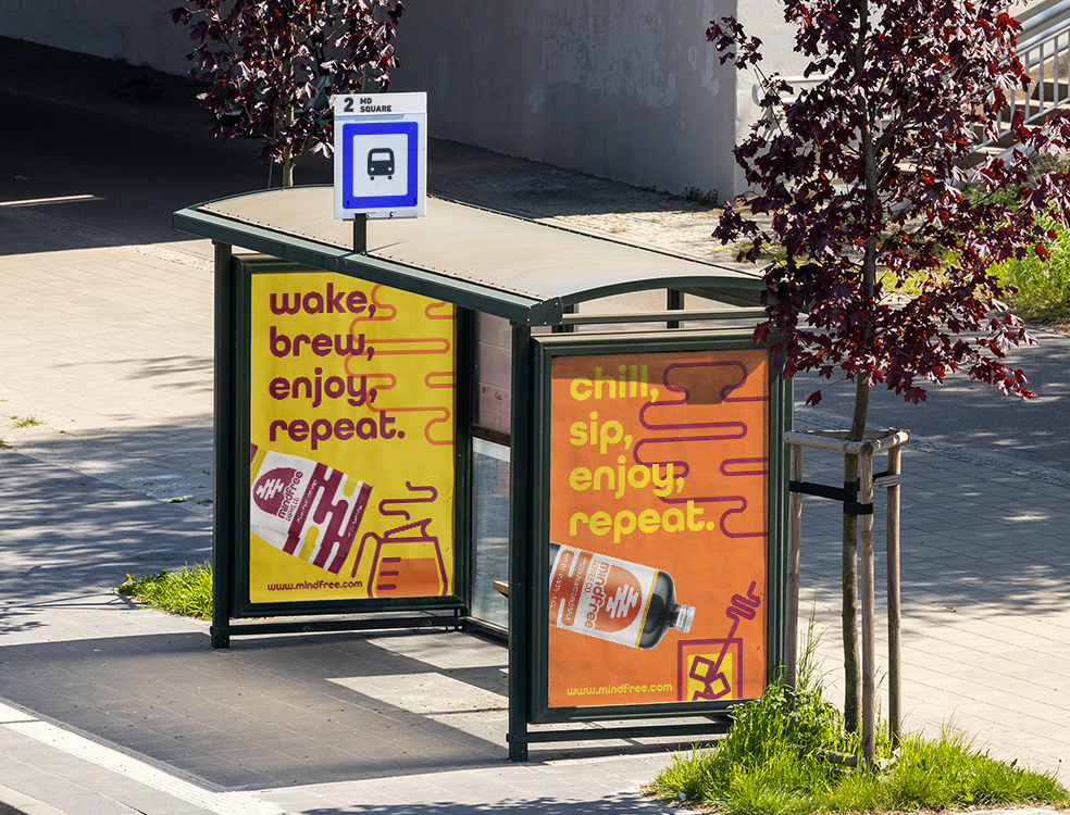 Mockup of Mindfree bus stop ad.