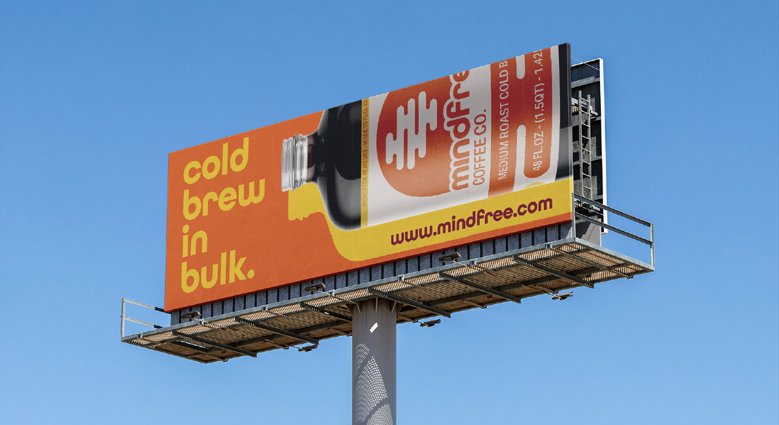 Mindfree billboard featuring a coldbrew with text 'cold brew in bulk'.